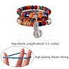 5Pcs 5 Style Wood & Glass Seed & Acrylic Beaded Stretch Bracelets Set with Baseball JB709B-2