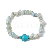 Natural Flower Amazonite Chip Beaded Stretch Bracelets BJEW-JB10689-04-1