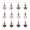 12Pcs 6 Styles Natural Mixed Gemstone Chip Heart Glass Bottle Pendants PALLOY-UN00001-1