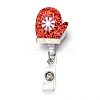 Christmas Glove Glitter Powder Felt & ABS Plastic Badge Reel AJEW-I053-02-1