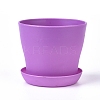Plastic Plant Pots with Saucers AJEW-WH0112-01B-1