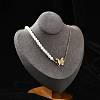 304 Stainless Steel & Plastic Pearl Butterfly Pendant Necklaces NJEW-U023-01G-3