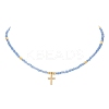 Brass Pendant Necklace with Glass Seed Beaded Chains for Women NJEW-JN04429-3