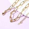 304 Stainless Steel Textured Paperclip Chain Necklaces for Women Men NJEW-A052-01G-3