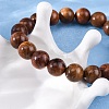Wood Round Beads Stretch Bracelets for Men Women BJEW-U041-01-3