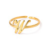 Adjustable 201 Stainless Steel Letter Open Cuff Rings for Women FS-WG61269-23-1