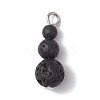 Natural Lava Rock Round Beaded Pendants PALLOY-JF02867-06-1