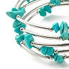5-Loop Synthetic Turquoise(Dyed) Chip Beaded Wrap Bracelets for Women BJEW-JB01517-09-5