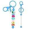 Baking Paint Alloy and Brass Bar Beadable Keychain for Jewelry Making DIY Crafts DIY-YW0007-58F-1