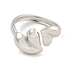 Non-Tarnish 304 Stainless Steel Heart Open Cuff Ring for Women X-RJEW-A043-31P-2