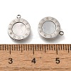 304 Stainless Steel Pave Natural Shell Flat Round Charms STAS-S148-02P-3