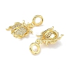 Brass Micro Pave Clear Cubic Zirconia Ladybug European Dangle Charms KK-L256-40G-2