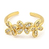 Flower Rack Plating Brass Micro Pave Cubic Zirconia Open Cuff Rings for Women RJEW-N047-01G-03-RS-2