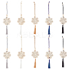10Pcs 5 Colors Flower Wood Pendant Decoration HJEW-DR00097-1