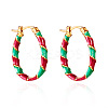 Christmas Alloy Enamel Twist Hoop Earrings FS-WG4C0CB-05-2