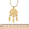 Bohemian 201 Stainless Steel Snowflake Woven Web/Net with Feather Pendant Necklaces NJEW-P327-07G-A-5