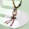 Ceramic Fish Pendant Adjustable Waxed Cord Necklaces for Women LS-NJEW-B146-06-1