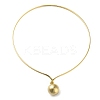 304 Stainless Steel Round Ball Pendant Choker Necklaces NJEW-D058-01G-1