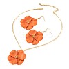 Flower Alloy Enamel Pendant Necklace & Dangle Earring FS-WG56F9D-02-3
