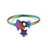 Ion Plating(IP) 201 Stainless Steel Triple Star Finger Ring for Women RJEW-G266-26M-1