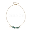 Natural Green Aventurine & Malachite & West African Jade Chip and Round Beaded Pendant 304 Stainless Steel Cable Chain Necklaces for Women NJEW-JN05741-01-4