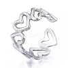 Non-Tarnish 304 Stainless Steel Hollow Heart Cuff Rings RJEW-N038-124P-1