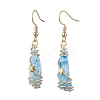 Irregular Nugget & Star Dyed Natural Quartz Crystal Dangle Earrings EJEW-JE05704-02-4