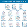 150Pcs 15 Style Transparent Acrylic Beads TACR-YS0001-06-3