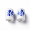 Floral Printed Porcelain Beads PORC-T007-16-2