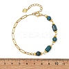 Natural Mixed Stone Round Column Beaded Chain Bracelets with 304 Stainless Steel Paperclip Chains BJEW-JB14298-5