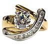 Brass Micro Pave Clear Cubic Zirconia Finger Rings FS-WG8456F-03-3