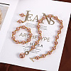 Plastic Imitation Pearl Round Beaded Pendant Necklaces & Dangle Earrings & Bracelets Sets for Women WG180C3-01-1