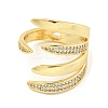 Brass Micro Pave Clear Cubic Zirconia Open Cuff Rings for Women RJEW-L121-005G-2
