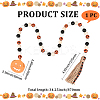 Halloween Round Natural Wood Beaded Wall Hanging Ornaments HJEW-WH20004-15-2