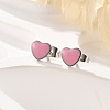 Enamel Heart Stud Earrings EJEW-B009-12P-5
