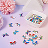 36Pcs 6 Colors Alloy Enamel Connector Charms ENAM-TA0001-97-4