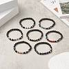 7Pcs 7 Style Natural & Synthetic Mixed Gemstone & Alloy Beaded Stretch Bracelets Set for Women BJEW-JB09235-2