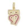 Brass Micro Pave Clear Cubic Zirconia Pendants KK-B141-04G-02-1