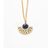 Natural Lapis Lazuli Fan Pendant Necklaces TQ8111-1-1