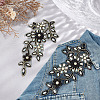 2Pcs 2 Styles Flower Polyester & Glass & Plastic Pearl Embroidery Sew on Ornament Accessories PATC-MA0001-46-4