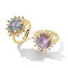 Sunflower Natural & Synthetic Gemstone Finger Rings RJEW-B113-03G-5