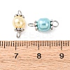 90Pcs 9 Colors Baking Paint Pearlized Glass Pearl Round Connector Charms PALLOY-TA0002-50-3