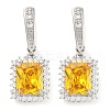 Brass Pave Cubic Zirconia Rectangle Hoop Earrings for Women EJEW-I304-29P-2