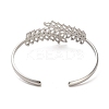 Non-Tarnish Hollow Out 304 Stainless Steel Leaf Cuff Bangles LS-BJEW-G694-07P-3