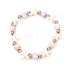 Starfish Synthetic Turquoise Beads & Brass Beads Stretch Bracelets BJEW-JB12417-01-2