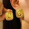 304 Stainless Steel Rectangle with Spiral Stud Earrings EJEW-V006-05G-1