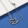 304 Stainless Steel Crystal Rhinestone Rocking Horse Pendant Necklaces for Women NJEW-F339-02P-1