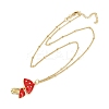 Brass FireBrick Enamel Pendant Necklaces for Women NJEW-U042-01B-G-2