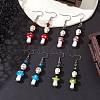 4 Pairs Dyed Synthetic Turquoise and Handmade Lampwork Beads Earrings EJEW-TA00417-2