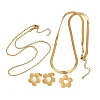 304 Stainless Steel Flower Pendant Necklaces & Ball Chain Necklaces & Stud Earrings Sets for Women SJEW-F225-04G-3